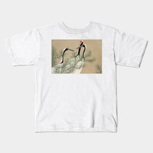 Cranes from Momoyogusa–Flowers of a Hundred Generations (1909) by Kamisaka Sekka Kids T-Shirt